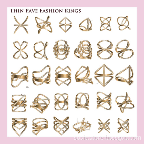Thin Pave Fashion Jewelry in 925 Silver with 18k Gold Plated